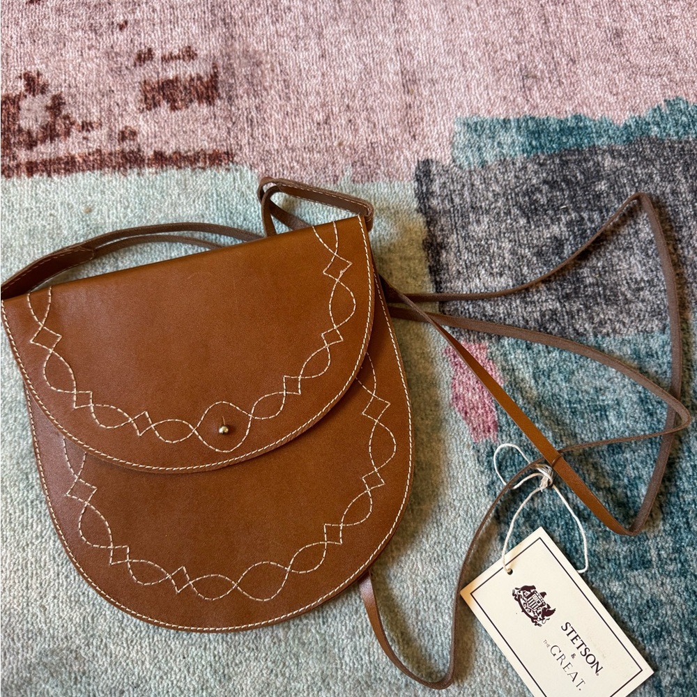 THE GREAT. x Stetson brown leather saddle bag